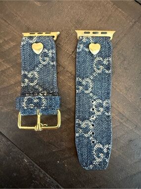 Authentic Upcycled Gucci Denim Blue Watch Band
